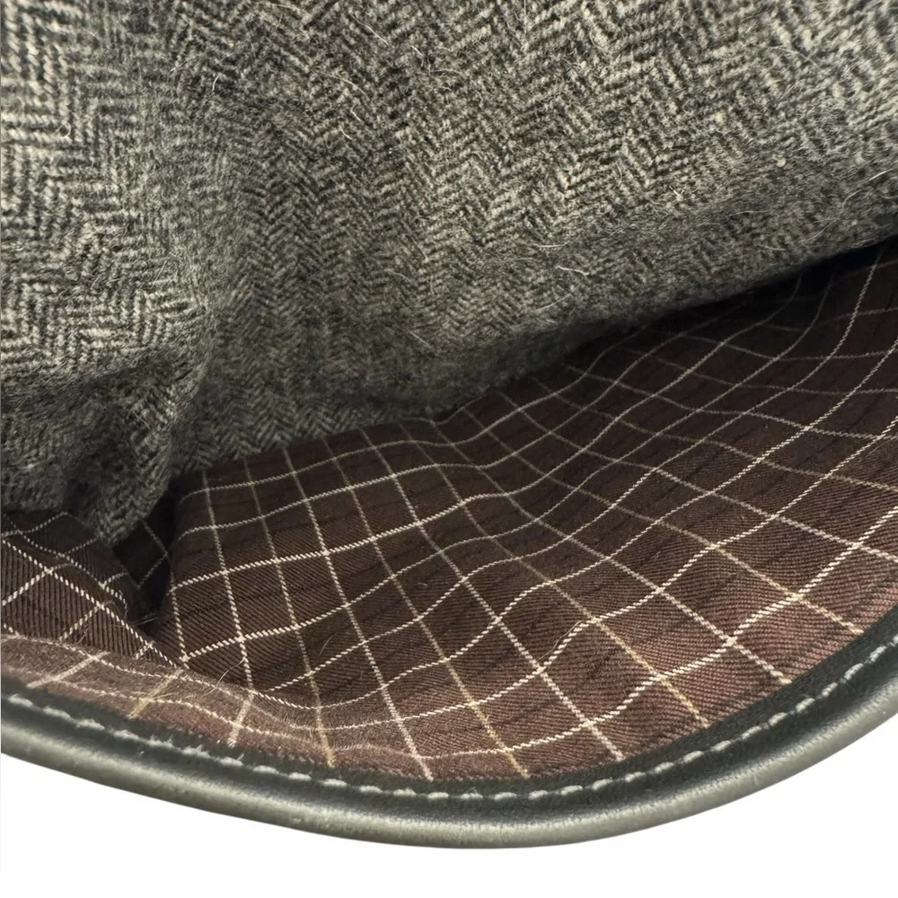 Coach Vintage Y2K 1999 Bleeker Black Leather Gray Tweed Wool Tote Shoulder Bag